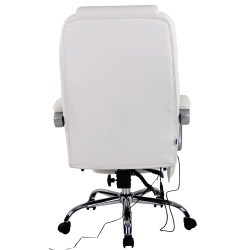 Fauteuil de bureau Pacific en cuir véritable avec fonction massage, blanc