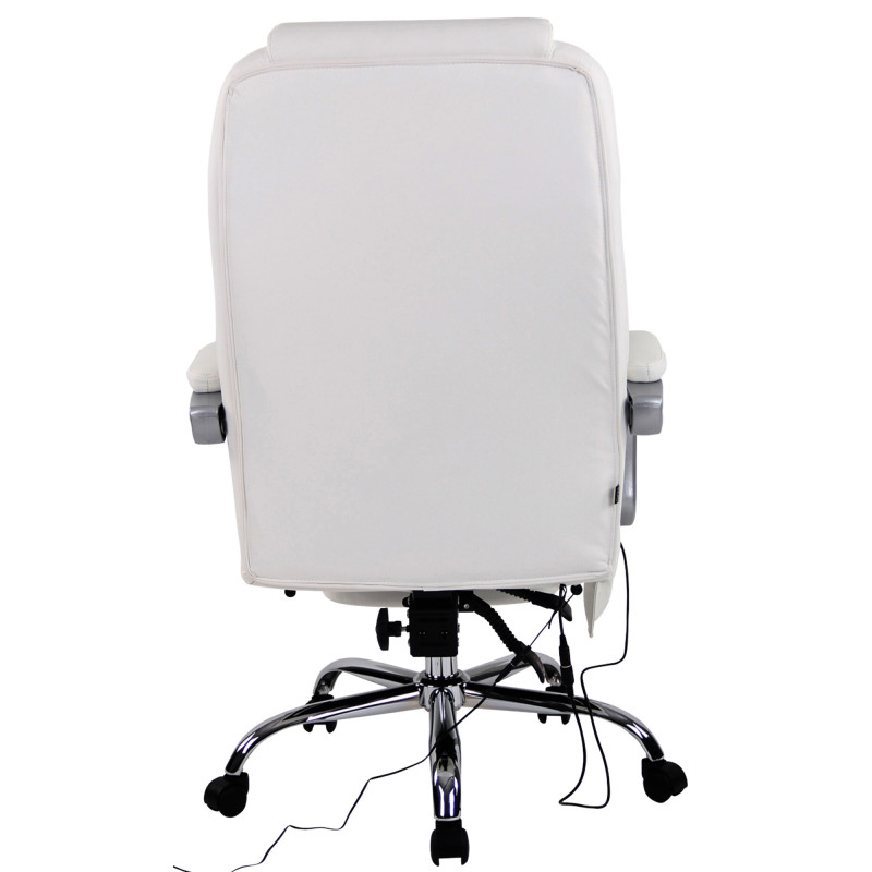 Fauteuil de bureau Pacific en cuir véritable avec fonction massage, blanc