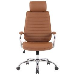 Fauteuil de bureau Rako, cuir véritable, marron clair