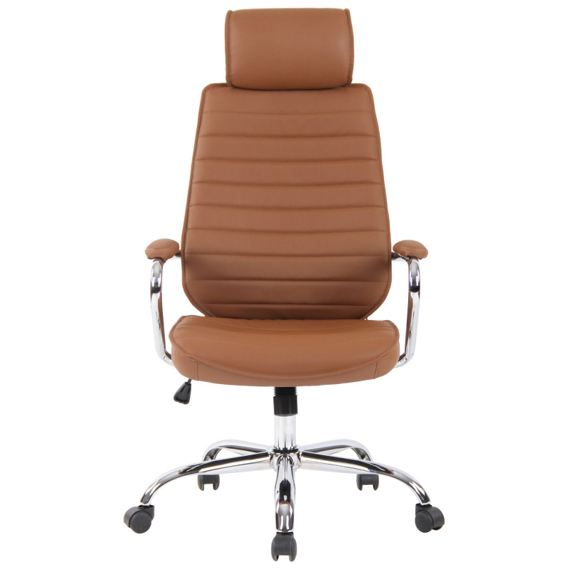 Silla de oficina Rako de cuero auténtico Marrón claro