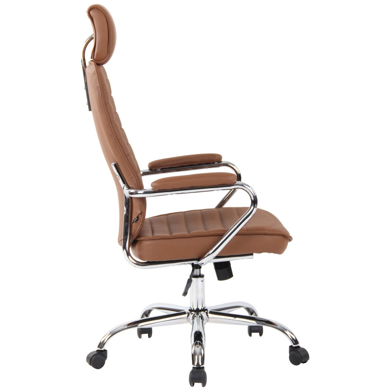 Fauteuil de bureau Rako, cuir véritable, marron clair