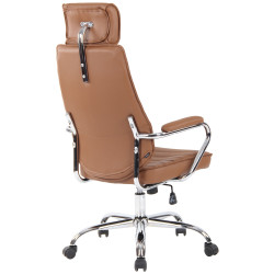 Fauteuil de bureau Rako, cuir véritable, marron clair