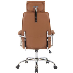 Fauteuil de bureau Rako, cuir véritable, marron clair