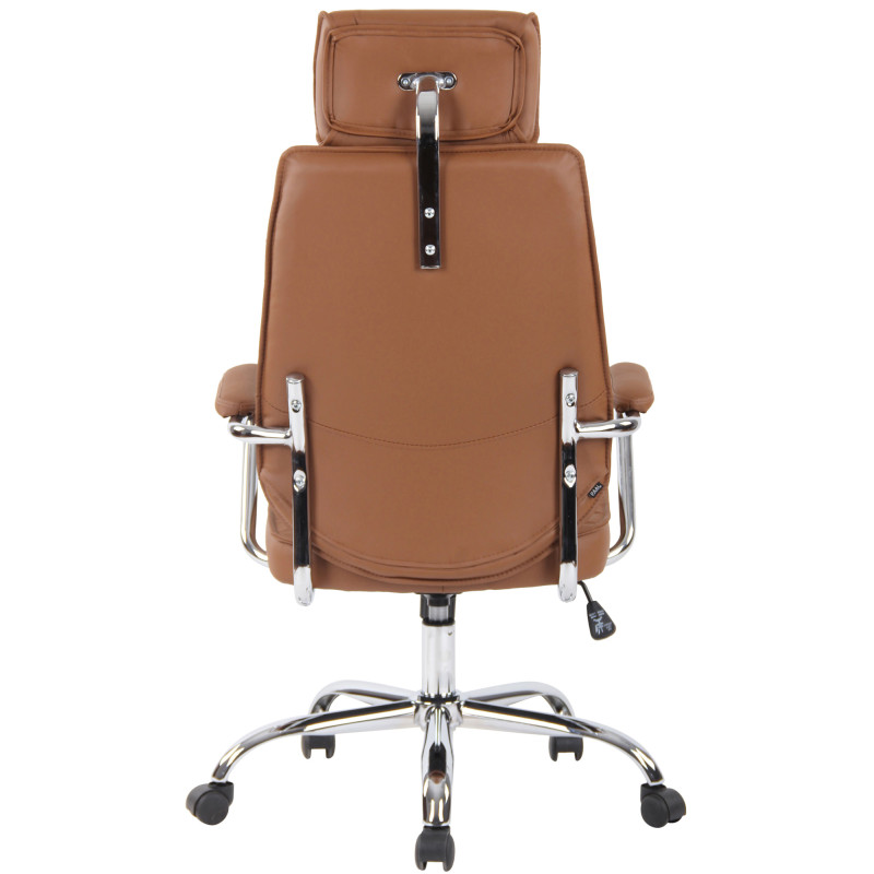 Fauteuil de bureau Rako, cuir véritable, marron clair