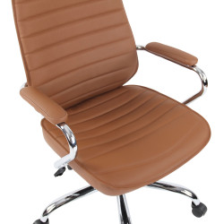 Silla de oficina Rako de cuero auténtico Marrón claro