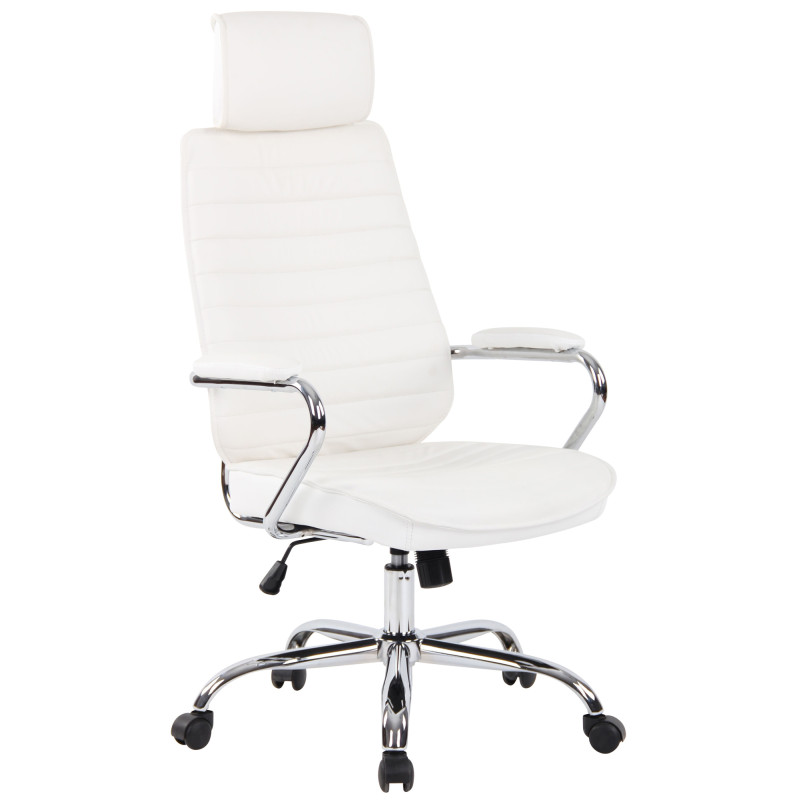 Fauteuil de bureau Rako, cuir v?ritable, blanc