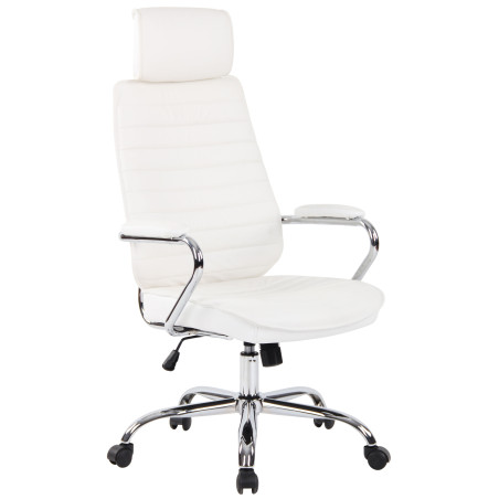 Fauteuil de bureau Rako, cuir véritable, blanc