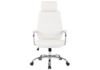 Fauteuil de bureau Rako, cuir v?ritable, blanc