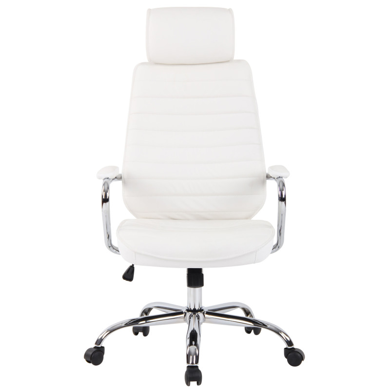 Fauteuil de bureau Rako, cuir v?ritable, blanc