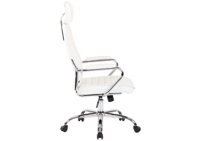 Fauteuil de bureau Rako, cuir v?ritable, blanc