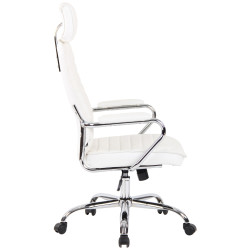 Silla de oficina Rako de cuero auténtico Blanco