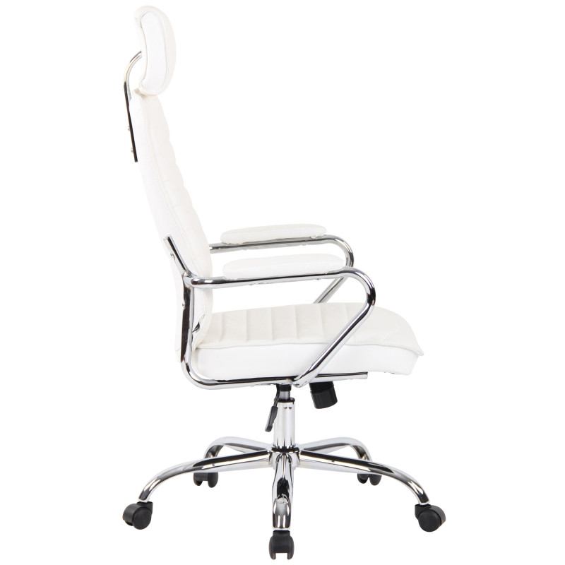 Silla de oficina Rako de cuero auténtico Blanco