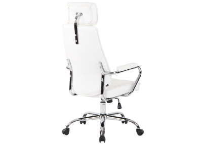 Fauteuil de bureau Rako, cuir véritable, blanc