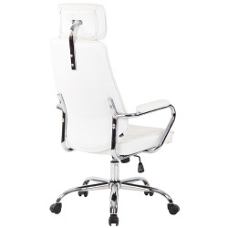 Fauteuil de bureau Rako, cuir v?ritable, blanc