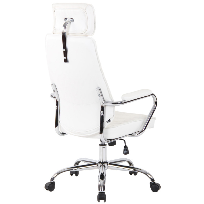 Fauteuil de bureau Rako, cuir véritable, blanc