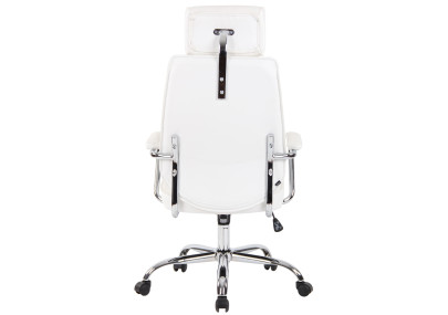 Silla de oficina Rako de cuero auténtico Blanco
