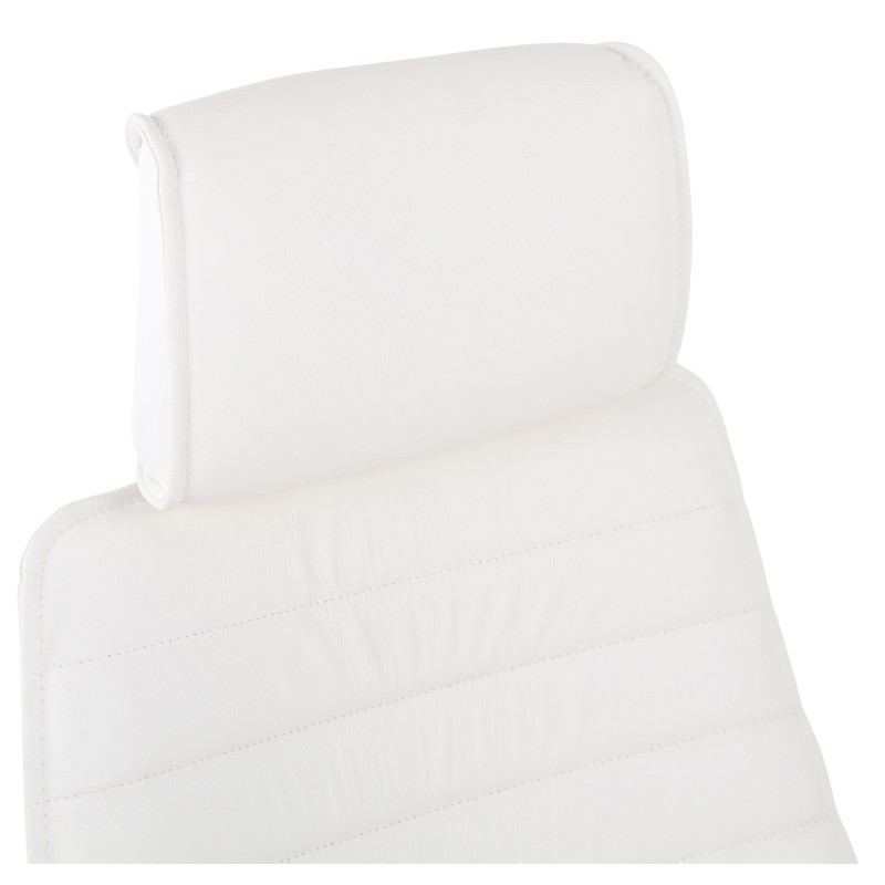 Fauteuil de bureau Rako, cuir v?ritable, blanc