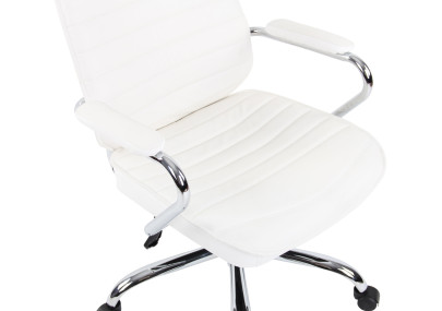 Silla de oficina Rako de cuero auténtico Blanco