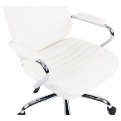 Fauteuil de bureau Rako, cuir véritable, blanc