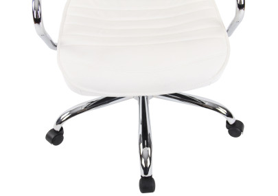 Fauteuil de bureau Rako, cuir véritable, blanc