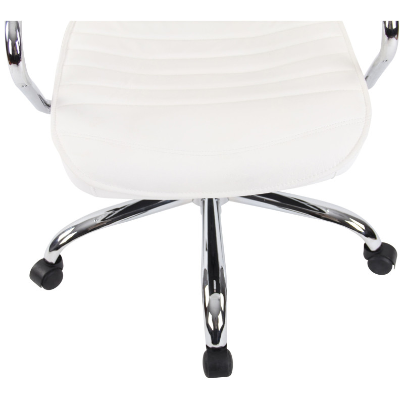 Fauteuil de bureau Rako, cuir véritable, blanc