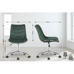 Chaise de bureau Medford, velours, verte