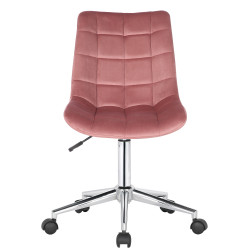 Chaise de bureau Medford, velours, rose