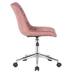 Chaise de bureau Medford, velours, rose