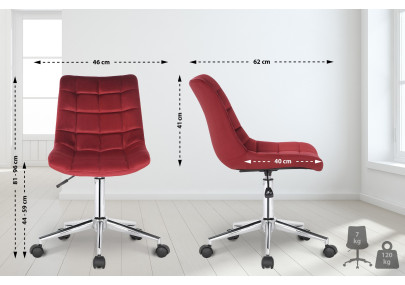 Silla de oficina Medford en terciopelo Rojo