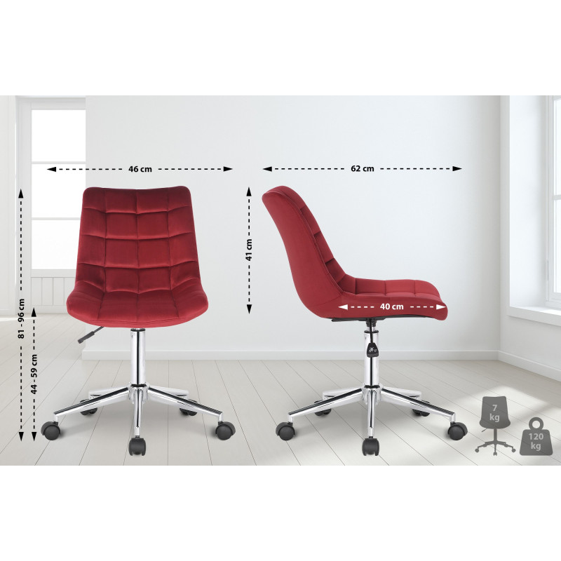 Silla de oficina Medford en terciopelo Rojo