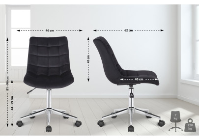 Silla de oficina Medford en terciopelo Negro