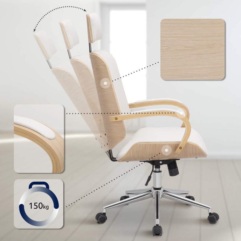 Chaise de bureau Dayton naturelle/blanche