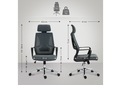 Chaise de bureau Kanab, grise