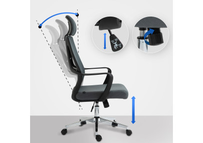 Silla de oficina Kanab con reposacabezas Gris