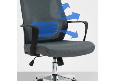 Silla de oficina Kanab con reposacabezas Gris