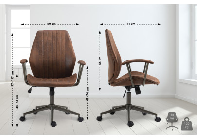 Silla de oficina Nampa en cuero de imitación Coñac