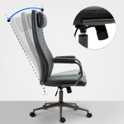 Silla de oficina Pocatello en cuero sintético y respaldo alto Negro antiguo