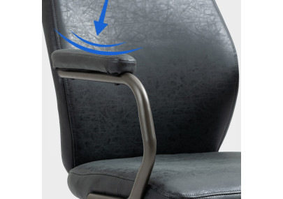 Silla de oficina Pocatello en cuero sintético y respaldo alto Negro antiguo