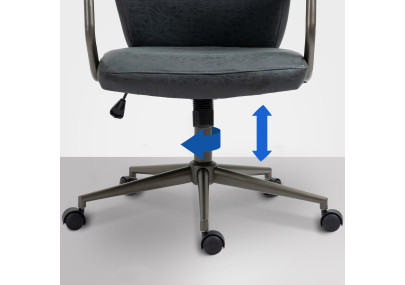 Silla de oficina Pocatello en cuero sintético y respaldo alto Negro antiguo