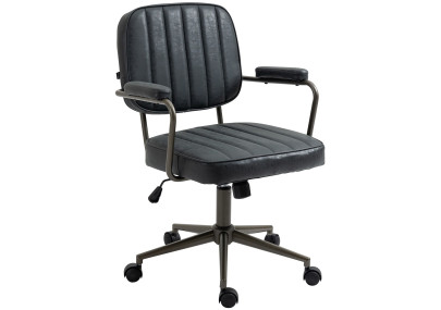 Silla de oficina Natrona en cuero sintético Negro antiguo