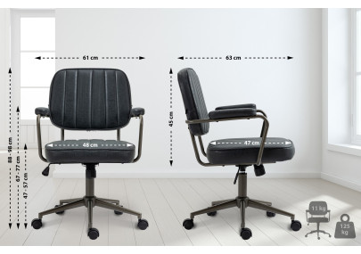 Silla de oficina Natrona en cuero sintético Negro antiguo