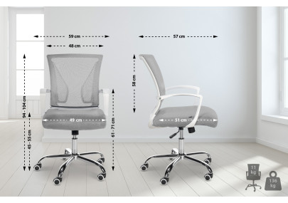 Silla De Oficina Tracy Cromado,Gris claro