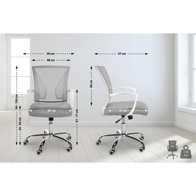 Silla De Oficina Tracy Cromado,Gris claro