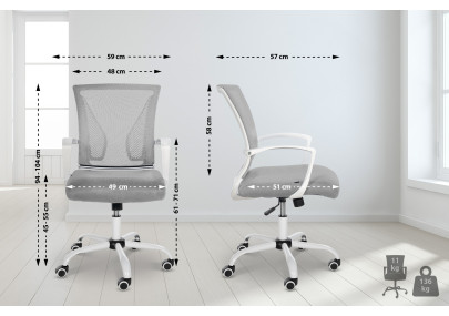 Chaise de bureau Tracy W, gris clair