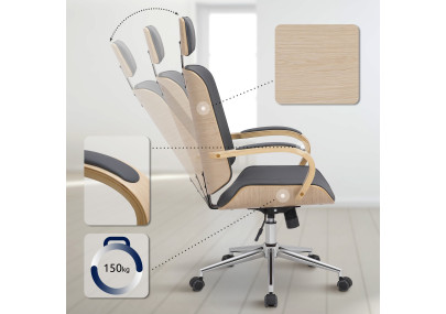 Chaise de bureau Dayton naturel/gris