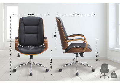 Chaise de bureau Yankton, noyer/noir