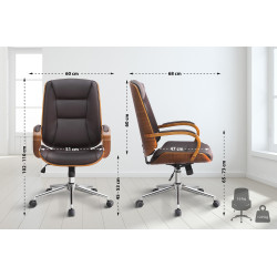 Chaise de bureau Yankton, noyer/marron