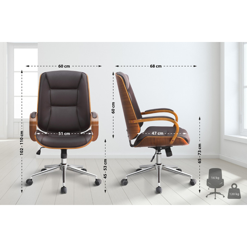 Chaise de bureau Yankton, noyer/marron