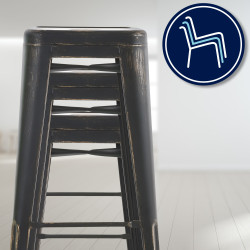 Tabouret de bar Joshua antique noir-or