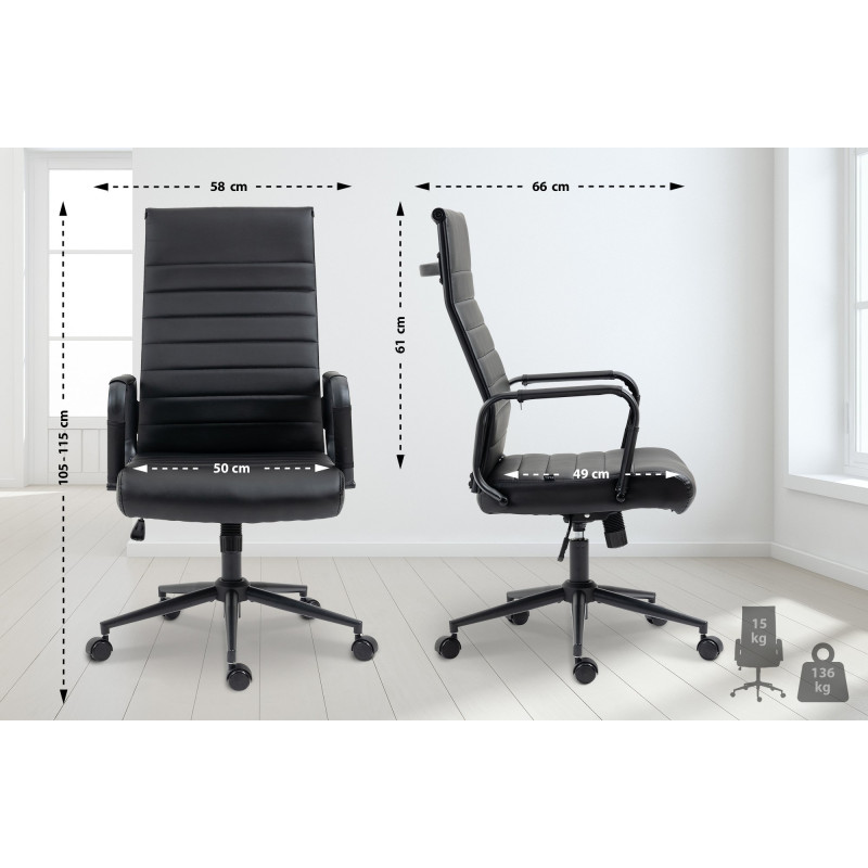 Chaise de bureau Columbus, noire/noire